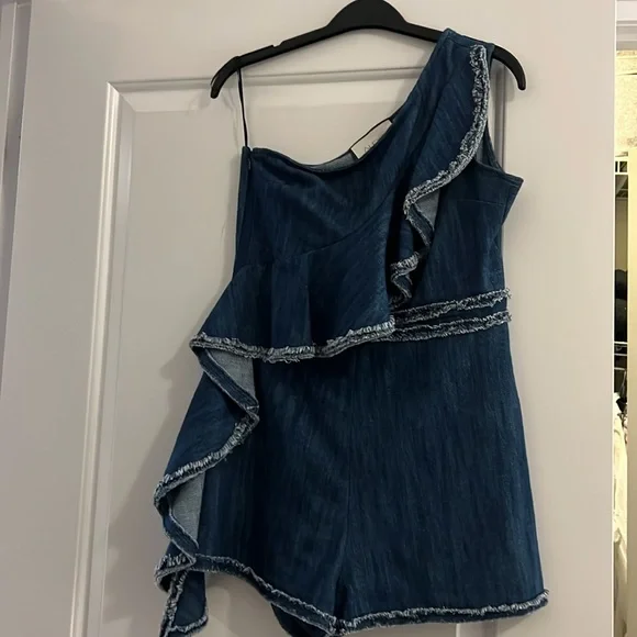 Alexis Denim One-Shoulder Jumpsuit - Picture 5 of 8